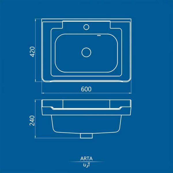 روشویی روکابینتی آرتا60 چینی‌کرد - Image 6