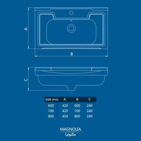 روشویی روکابینتی مگنولیا60 چینی‌کرد - Image 6